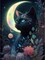 DIY Diamond Art Kits with Round Diamond, 5D Cat Diamond Painting Kits for Adults, Black Cat Diamond Painting Full Drill Round Rhinestone